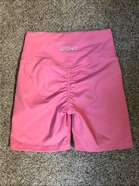ECHT Pink High-Rise Ruched Bike Shorts